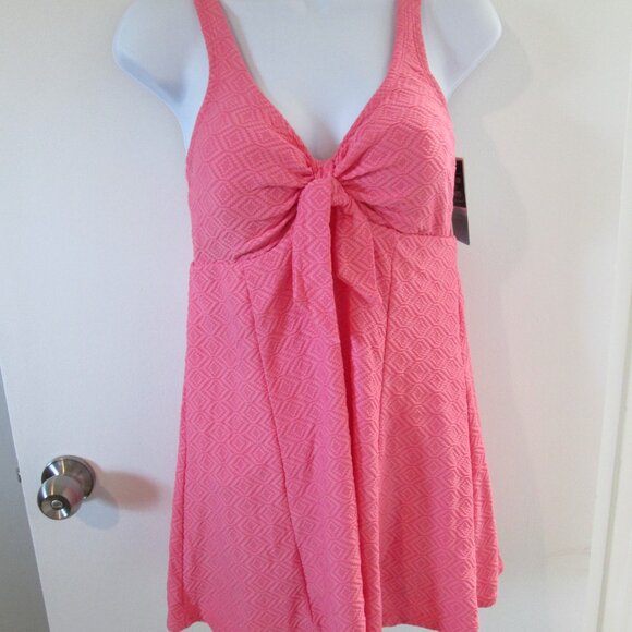 Swim Solutions Textured Tie-Front Swimdress NWT Sz 10 - Picture 4 of 11